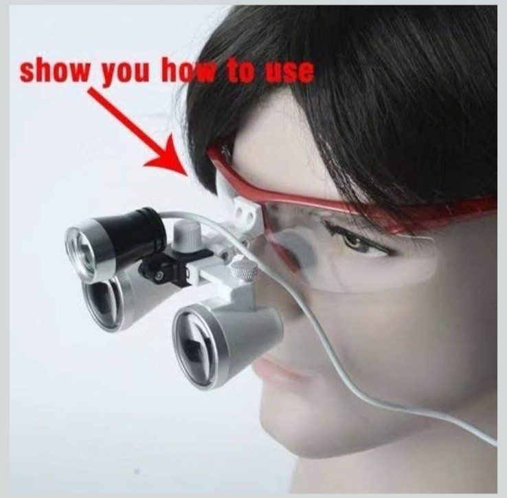 Magnifying Loupe with LED Headlight and Power Supply for Dentistry Jewelry