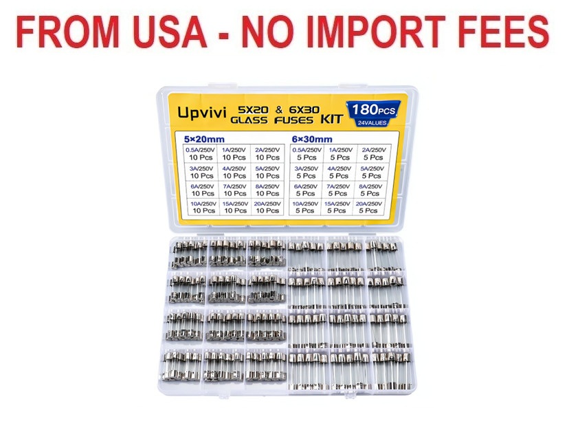Fast Blow Glass Fuse Assortment Kit, 24 Values Glass Fuses 250V 5x20mm 0.5A 1A 2