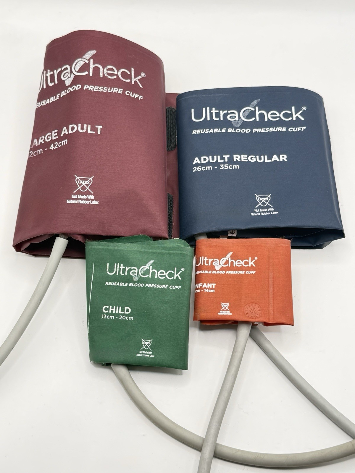 (4-pk) Ultra Check Reusable Blood Pressure Cuff – Adult, Large, Child & Infant