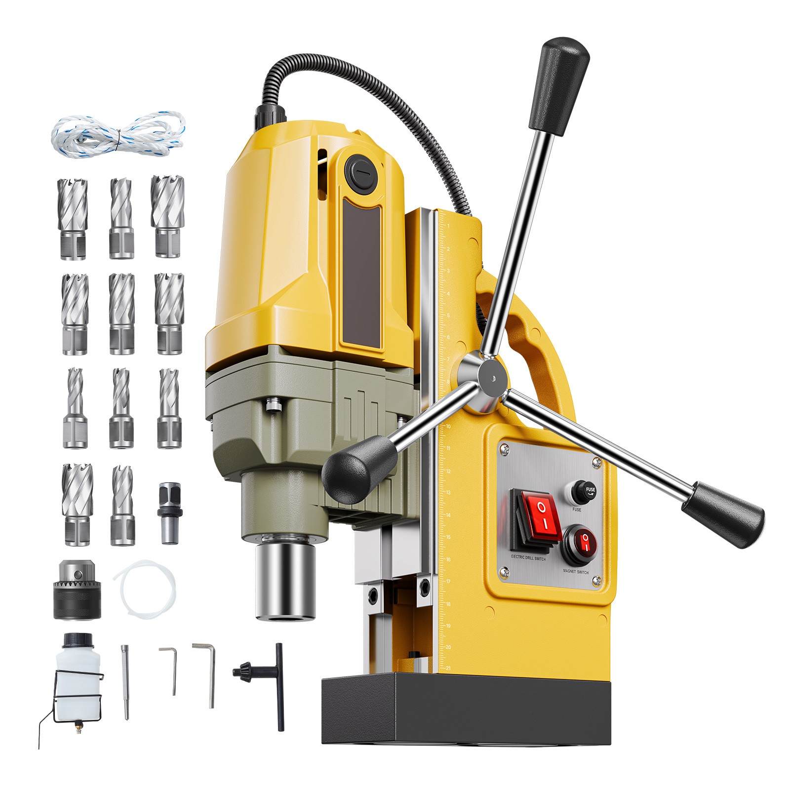 Magnetic Drill 1400W 2810 lbf Mag Drill Press 1.6 in Boring Diameter 11 Bits
