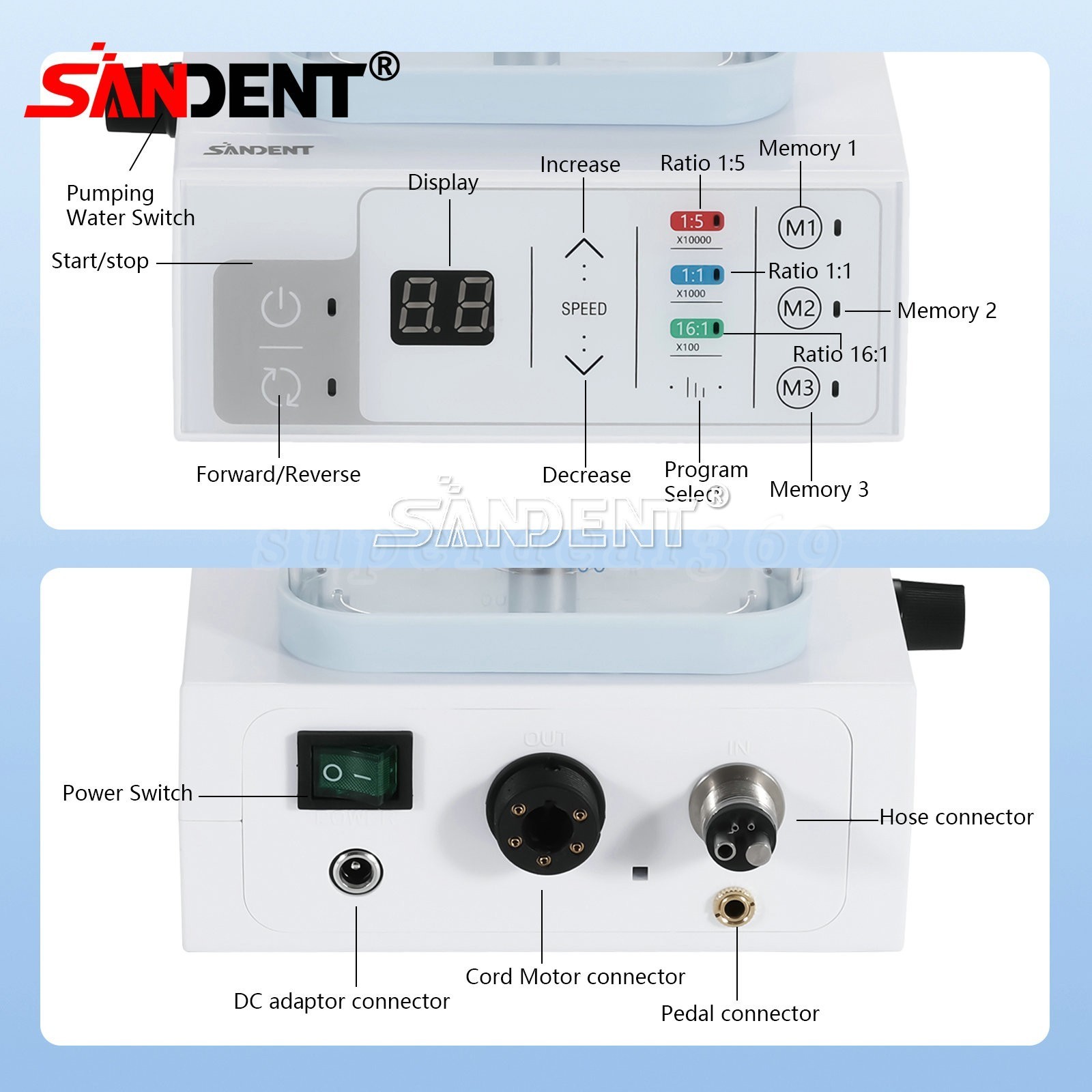 Dental Brushless LED Electric Micro Motor For Practice/1:5 Increasing Handpiece