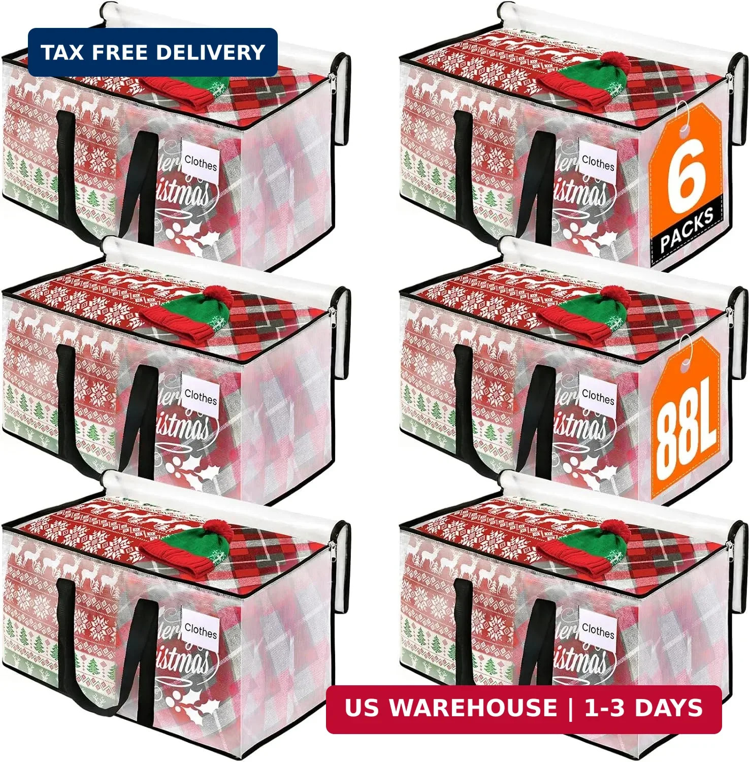 RoomHacks Heavy Duty Clear Moving Bags with Reinforced Handle and Double Zipper,