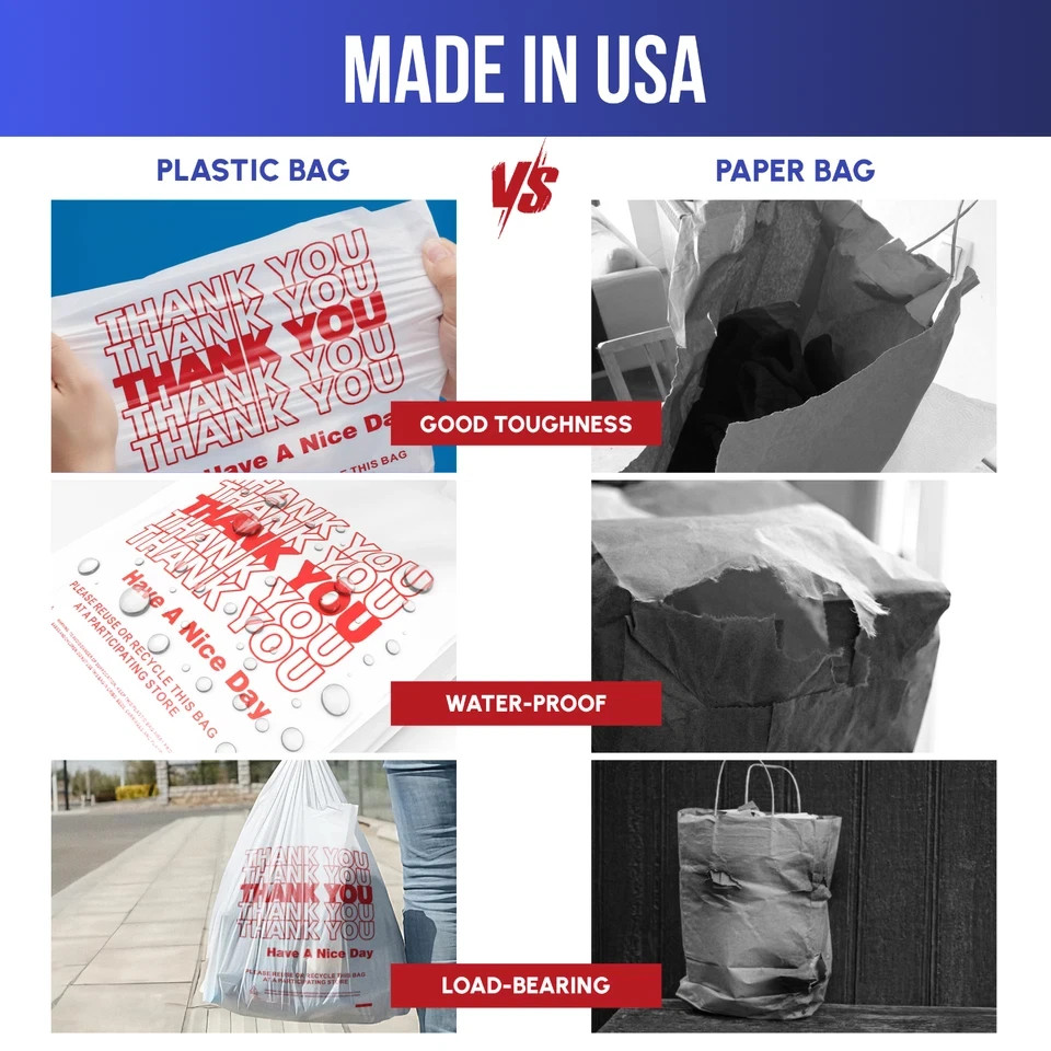 Bags 1/6 Large 21 x 6.5 x 11.5 “Thank You” T-Shirt Plastic Grocery Shopping 0.59