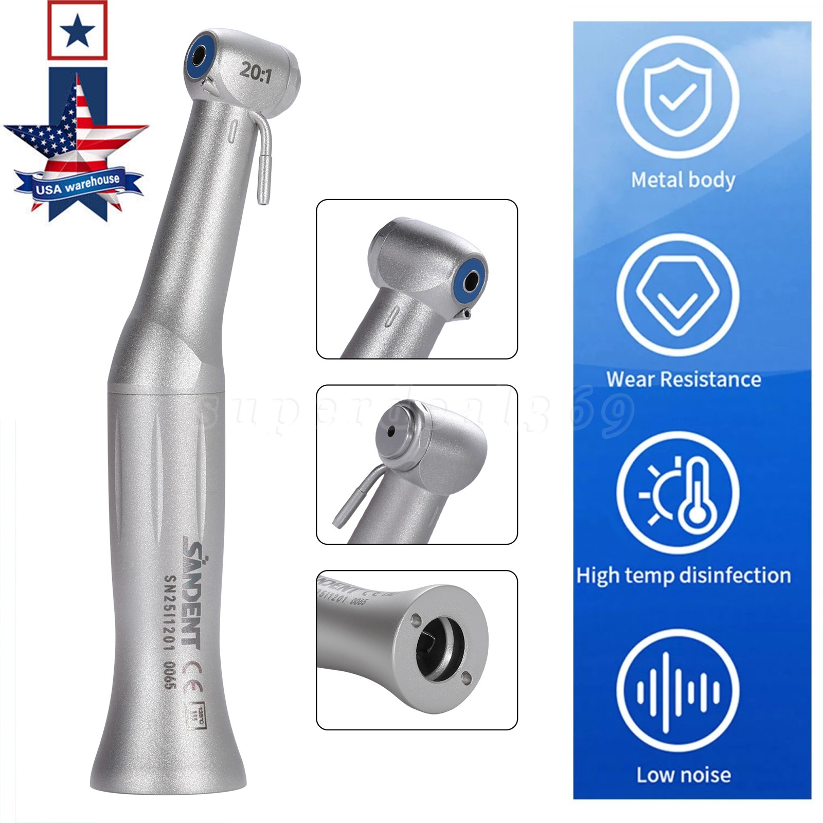 NSK Style SG20 Dental Implant 20:1 Contra Angle Push Button Surgical Handpiece