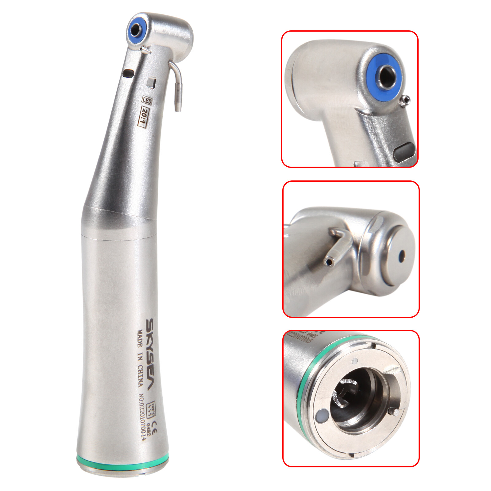 Dental Implant 20:1 Detachable Fiber Optic LED Contra angle handpiece Fit E-type