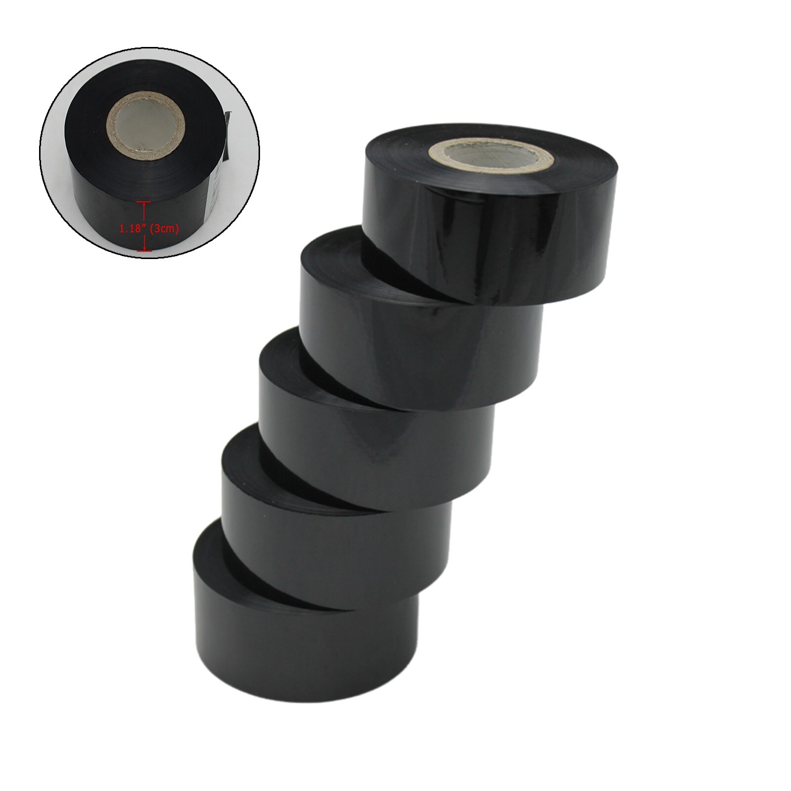 5 Roll Black Hot Stamping Ribbon For Hot Stamp Coding Printer Tape 1.18x328ft