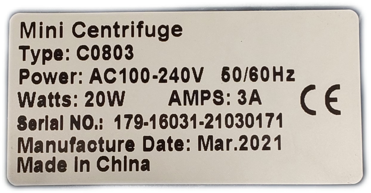 VWR Type C0803 Mini High Speed Centrifuge Fixed-Angle Rotor Lab