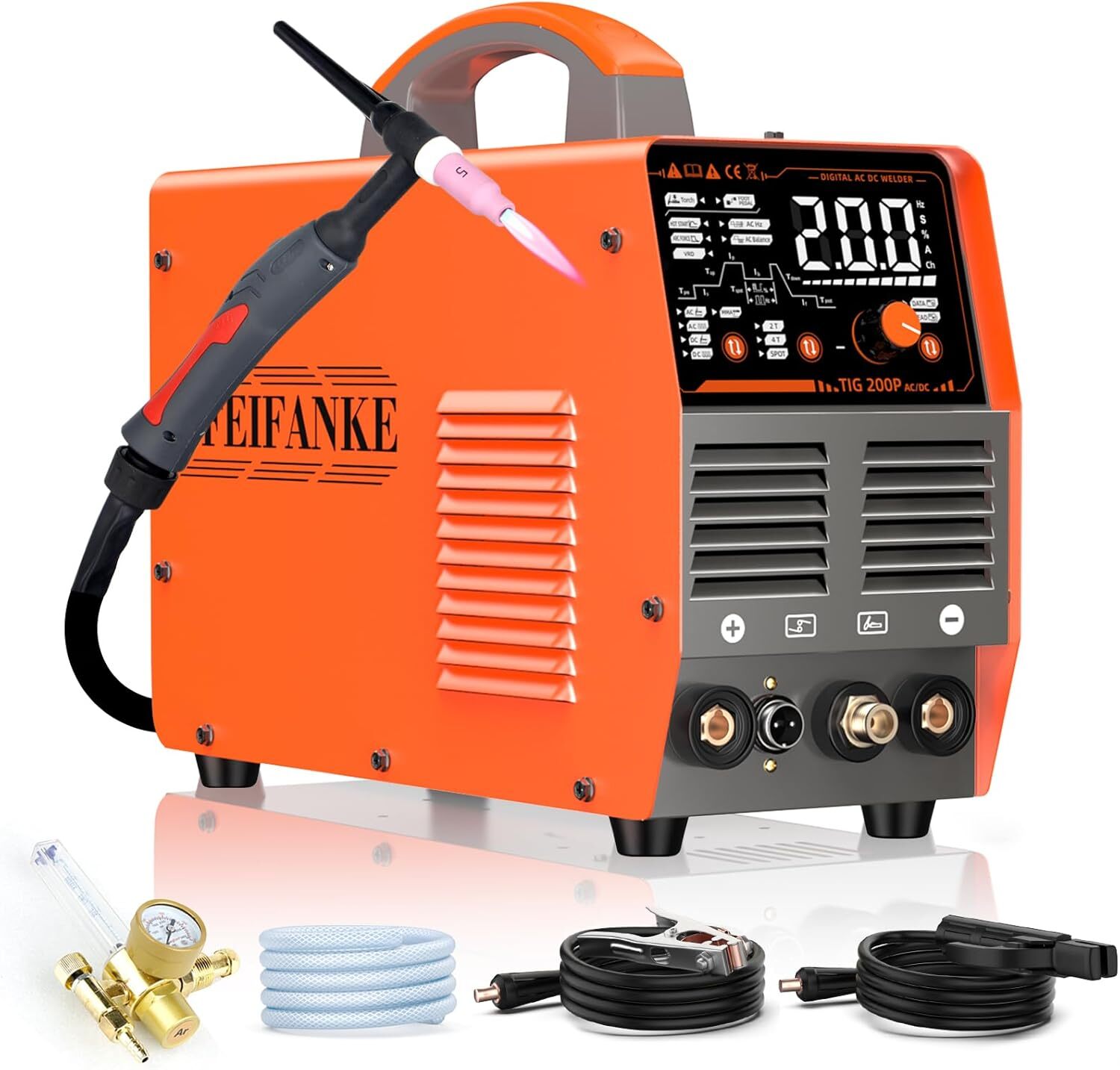 FEIFANKE TIG Welder 200A, 7 IN 1 ARC/AC/DC TIG/Pulse TIG Welder for steel, Alum