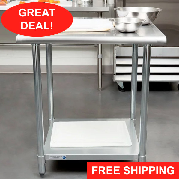 30″ x 30″ Stainless Steel Work Prep Table Undershelf Restaurant Kitchen NSF
