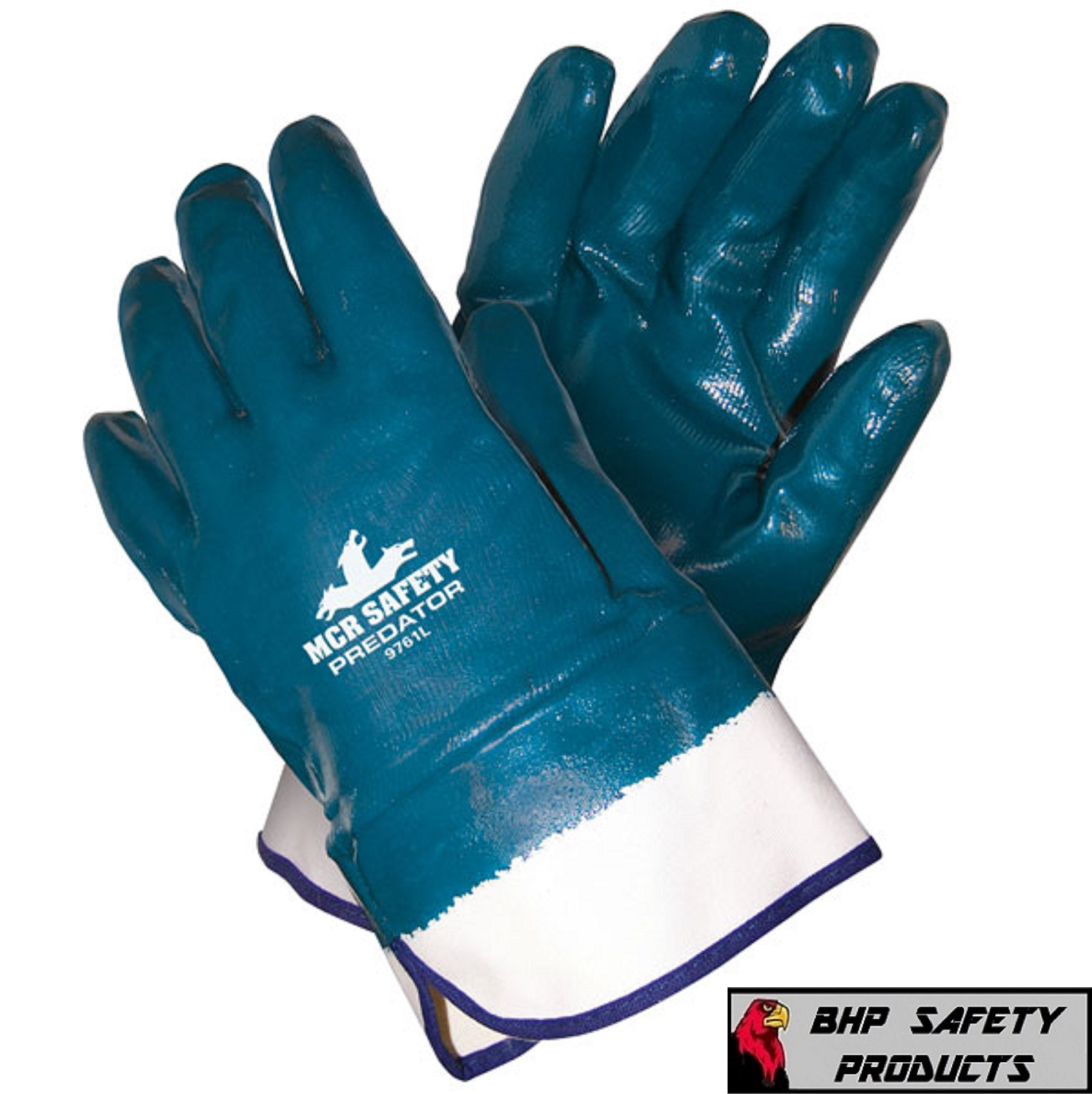 12 PAIRS MCR SAFETY MEMPHIS 9761 PREDATOR FULLY COATED NITRILE WORK GLOVES LARGE