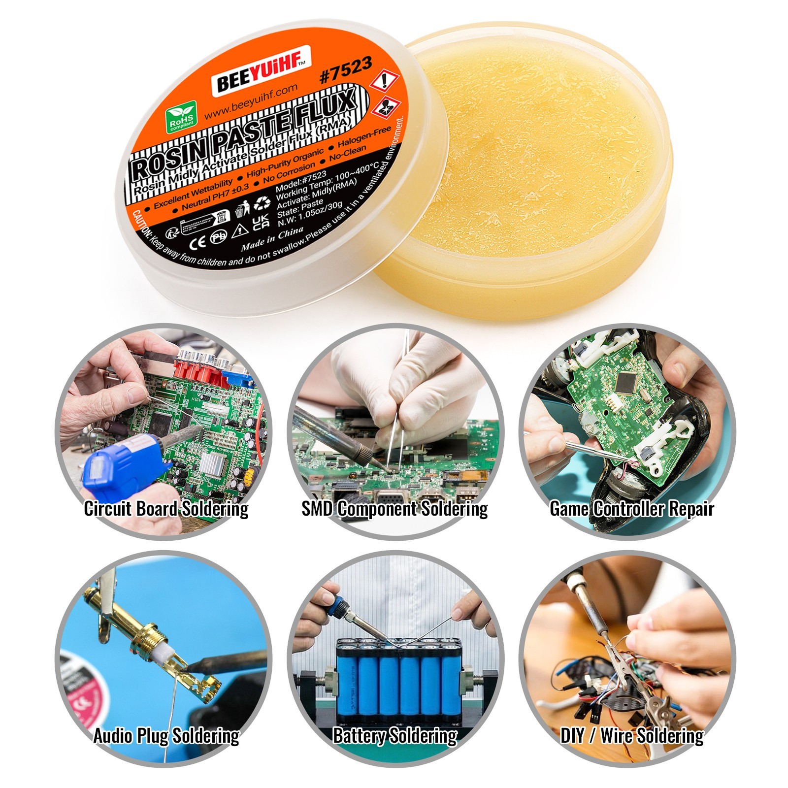 BEEYUIHF RMA-7523 ROSIN Solder Paste Flux BGA Rework Reflow SMT SMD