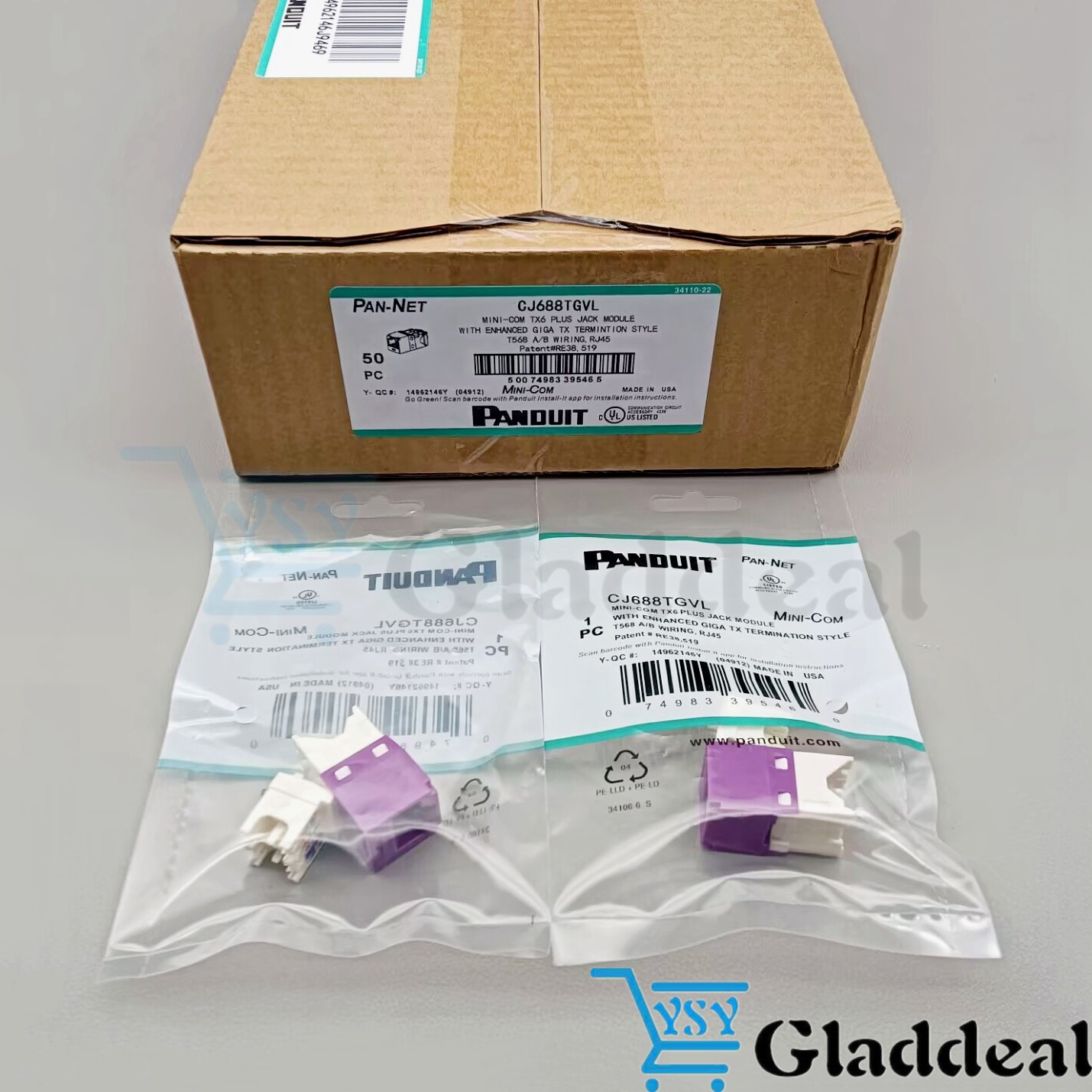 For Panduit Giga TX Cat6 jack Purple CJ688TGVL BOX OF 50. Free shipping！