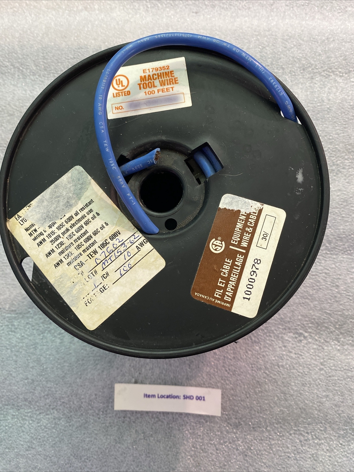 10AWG 600V MACHINE TOOL WIRE 100Ft P/N: 07602 Oil/Moisture Resistant