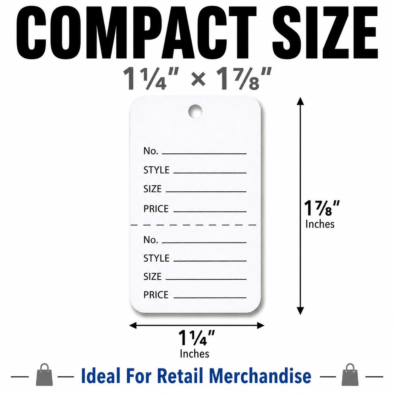 1000-10000 White Coupon Price Tags 1-1/4″ x 1-7/8″ Unstrung Perforated