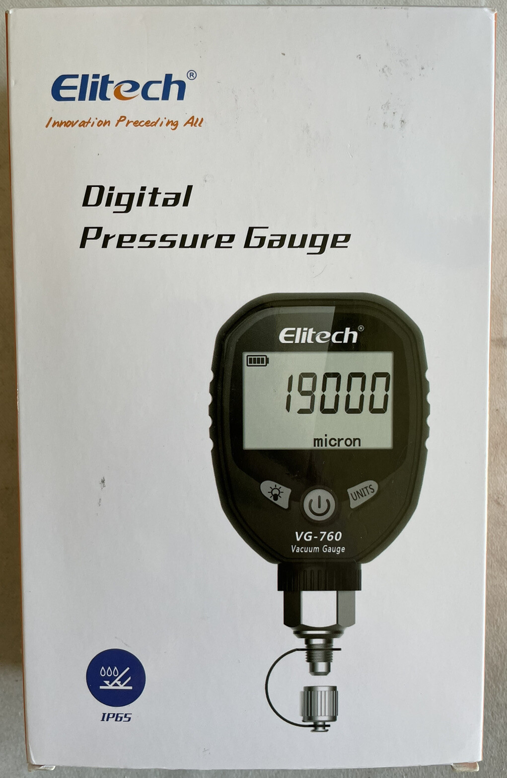 Elitech VG-760 Digital Vacuum Gauge Micron Gauge HVAC Refrigerant Pressure Gauge