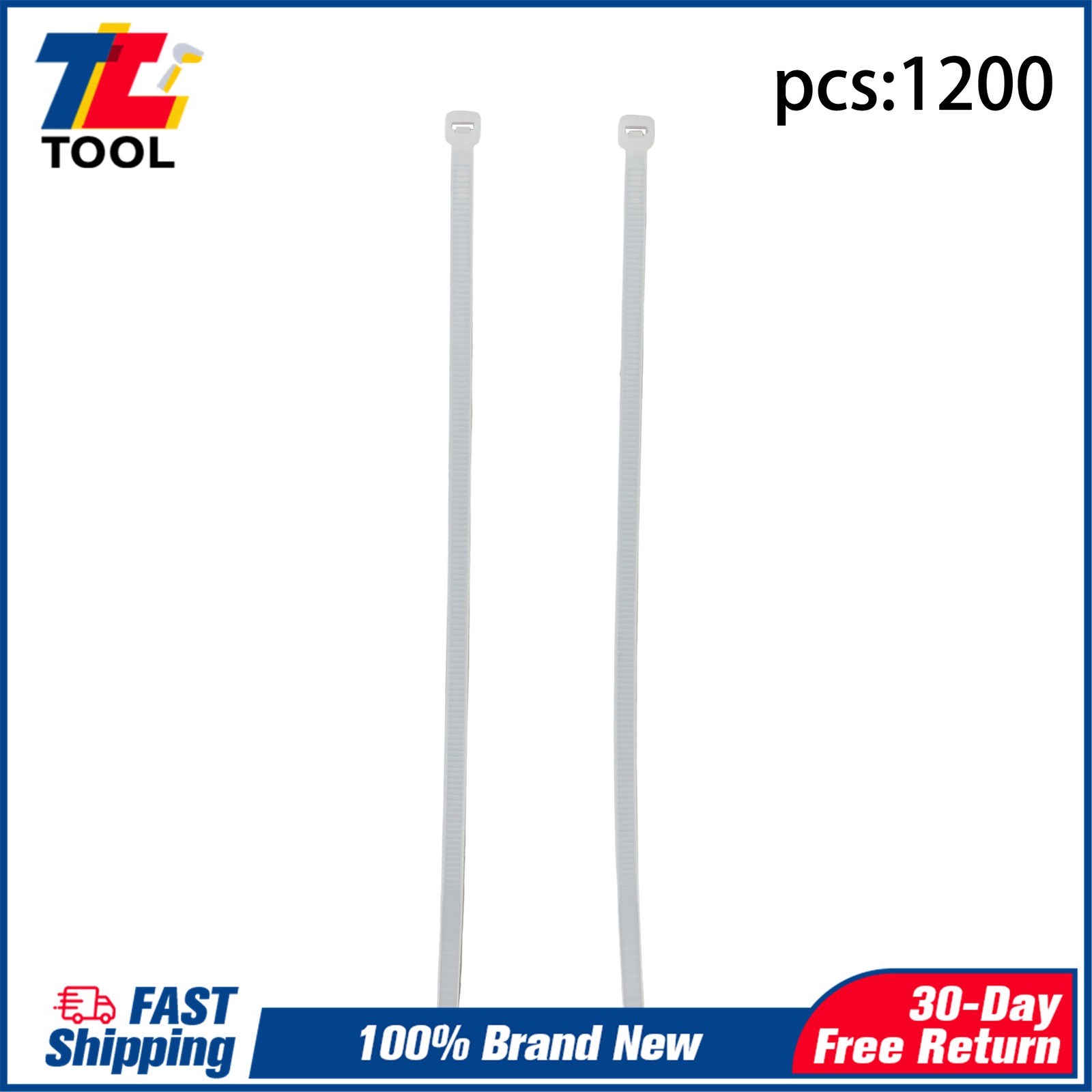 1200pcs Self-Locking Nylon Ties 8″, Heavy Duty 50lb Tensile, White Wire Ties
