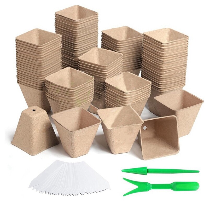 120 Pack Square Peat Pots for Seedlings, Growing Pots with Drainail3105-