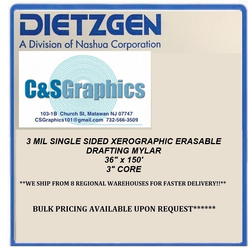 3 mil Mylar Drafting Film 36″ x 150′ Roll SINGLE Matte Xerographic Erasable