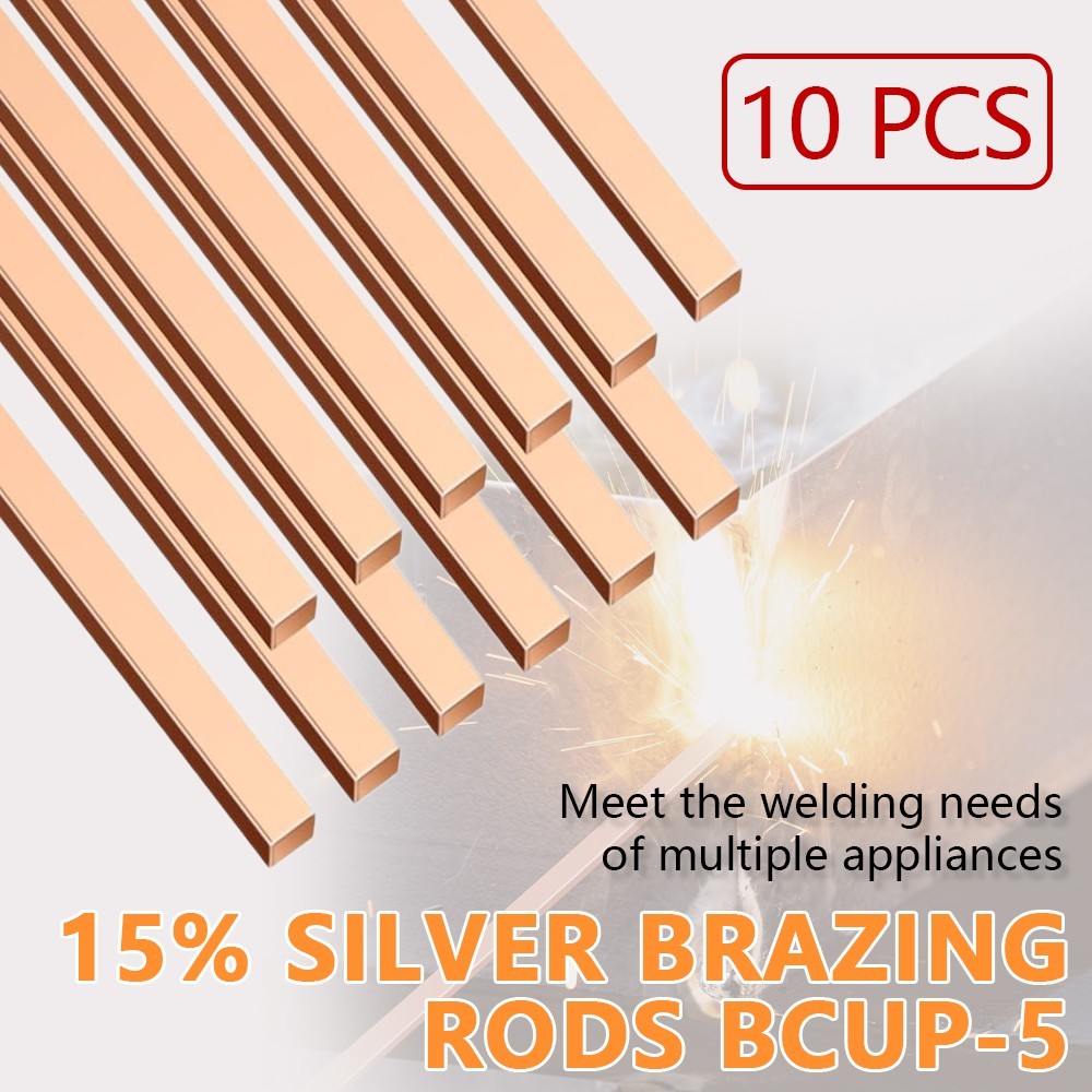 10 Sticks Brazing Rods Bcup-5 15% Silver Solder Phos Copper Brazing Alloys Flat