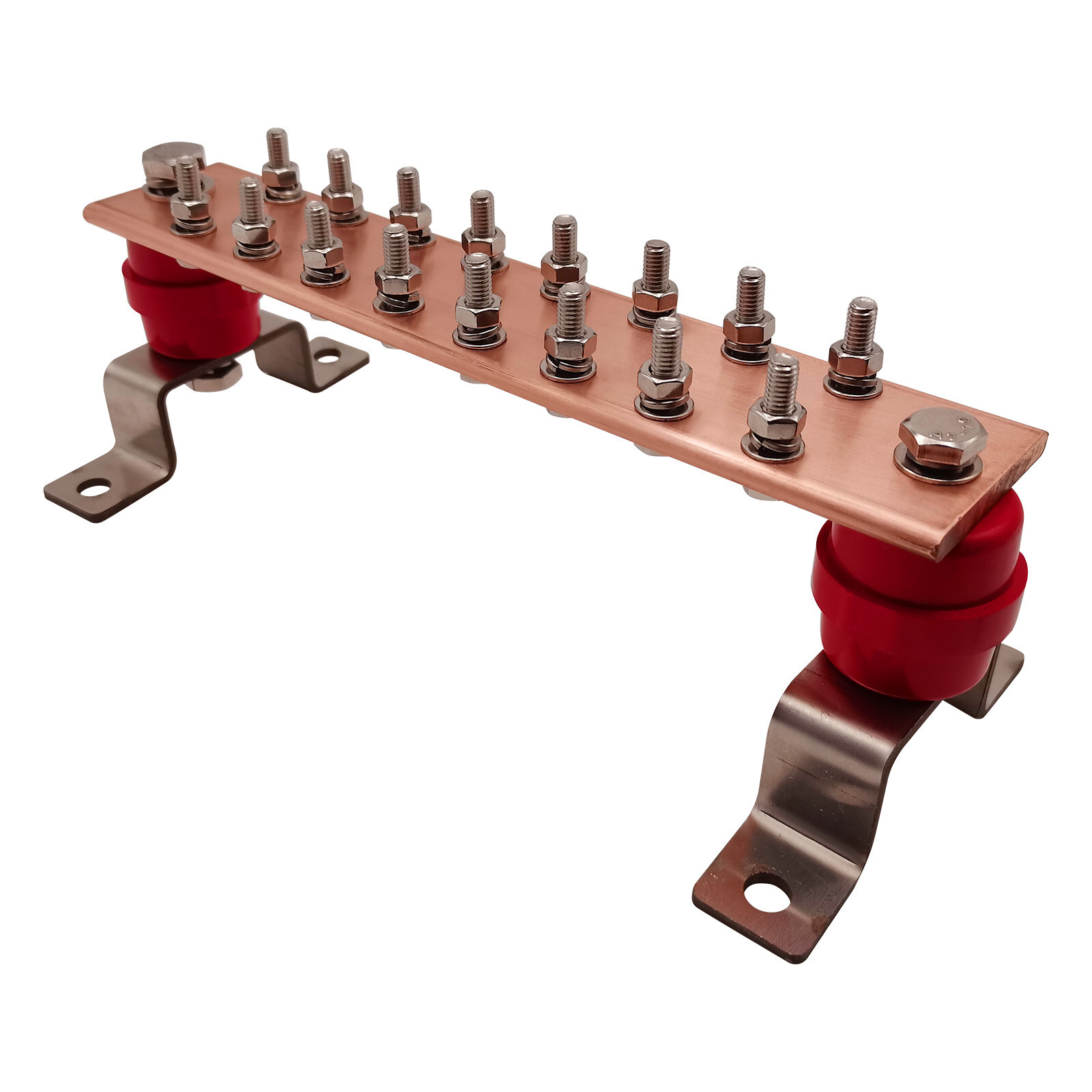 Wall Mount Copper Ground Bar Kit , 10″ Ground Bar with 16 Terminal Positions
