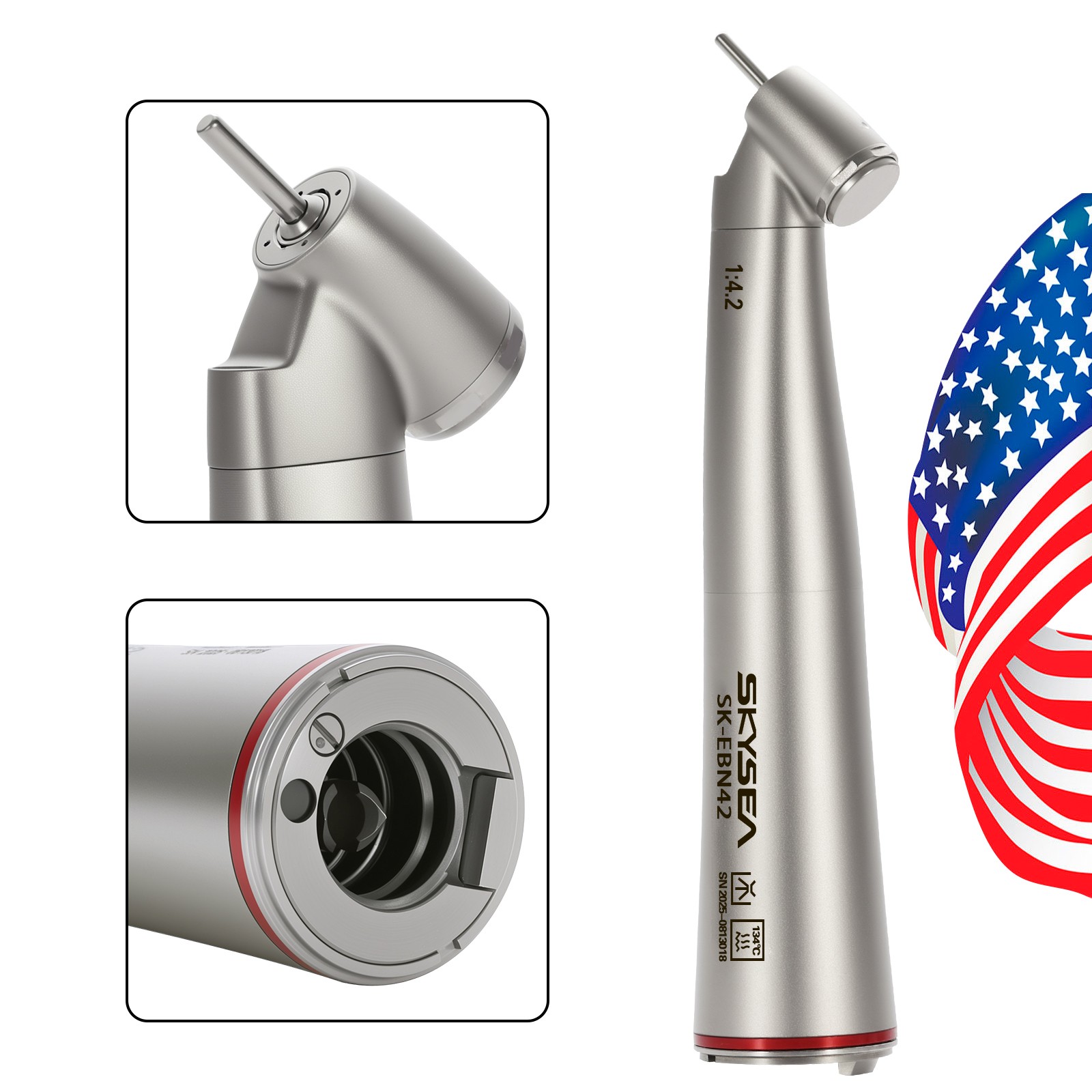 Dental 1:4.2 Increasing LED Contra Angle Surgical 45° Fiber Optic Handpiece