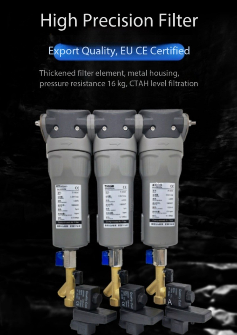 Wall Mount High Efficiency Precision Compressed Air Filter for Oil Removal