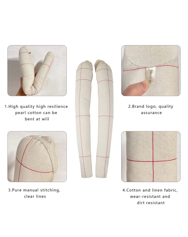 De-Liang Female Dress Form Fully Pinnable Cotton Linen Tailor Mannequin Arms 60c