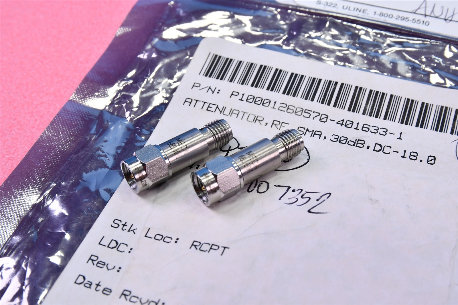 Lot of 2 Meca Fixed Coaxial Attenuator RF SMA 30dB DC-18.0 GHz 2 WATTS 665-30-1