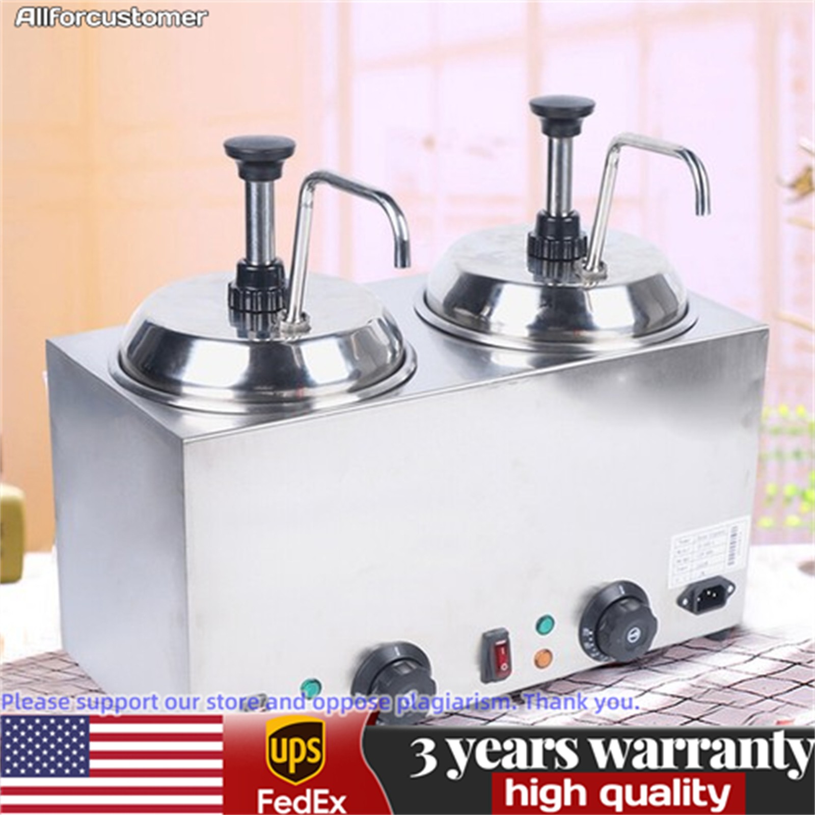 1600W 110V Hot Fudge Nacho Cheese Dispenser Sauce Caramel Melting Warmer Machine