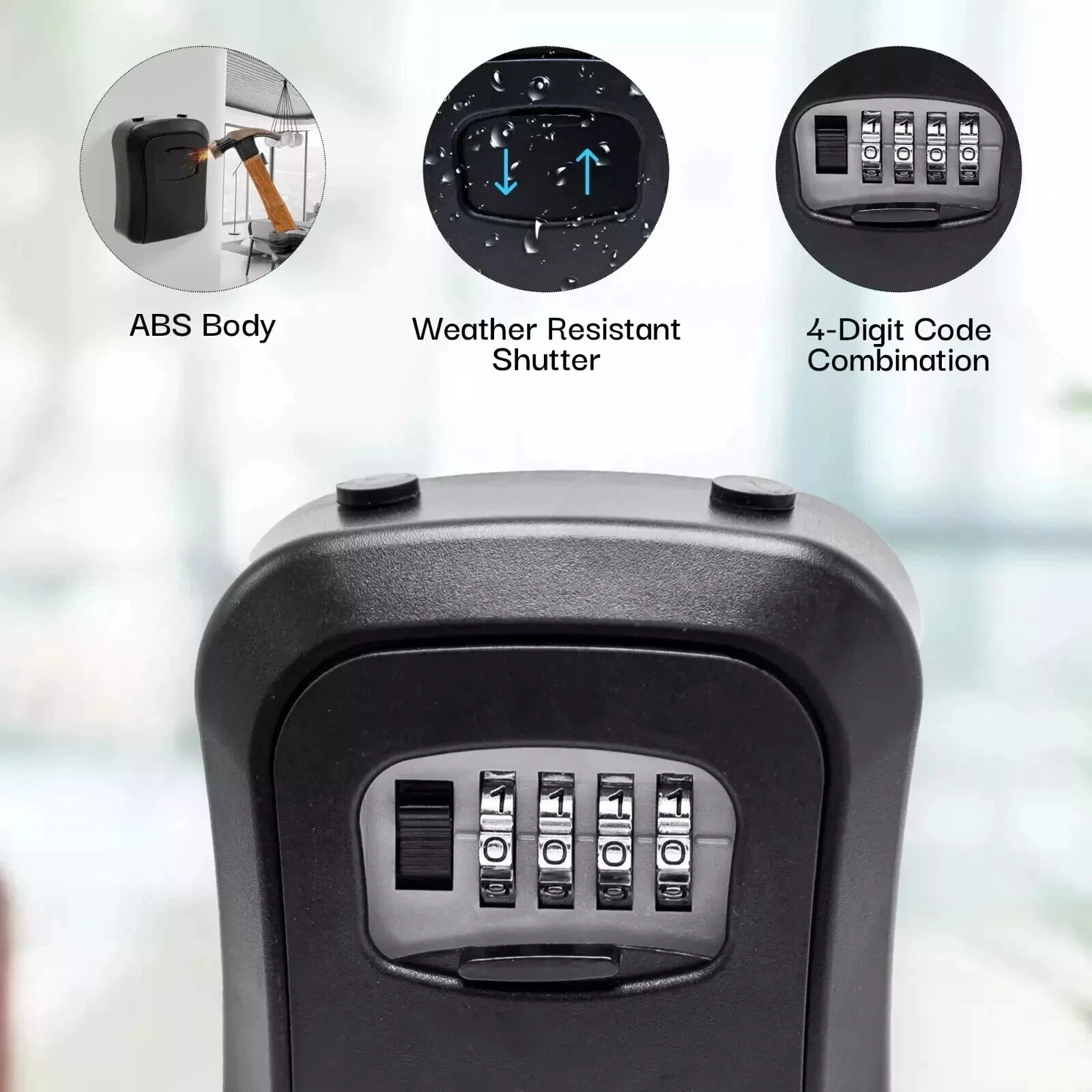 Key Lock Box for Outside-Combination Lockbox for House Key-Portable/Wall Mounted