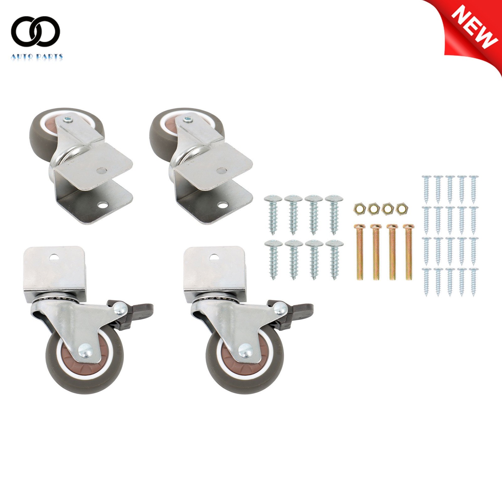 4PCS 2″ Swivel Caster Wheels with U Bracket (2 with brake&2 without) 360-Degree