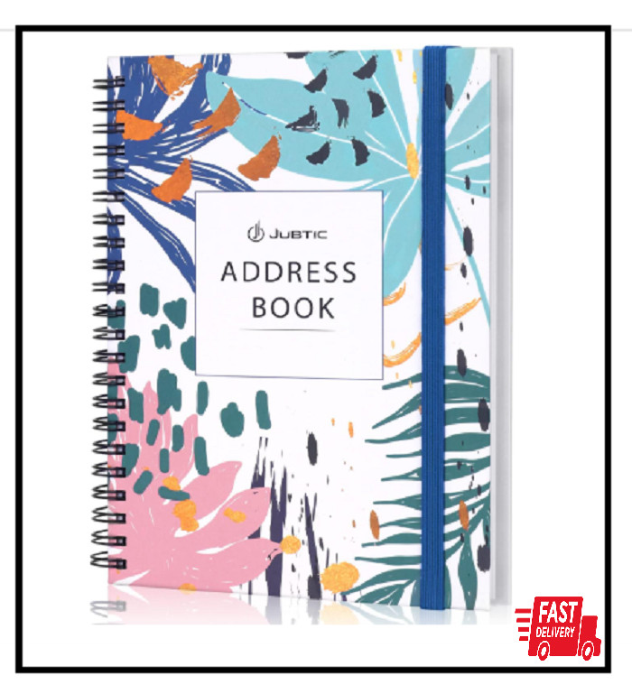 Address and Password Book with Alphabetical Tabs Hardcover Spiral Organizer