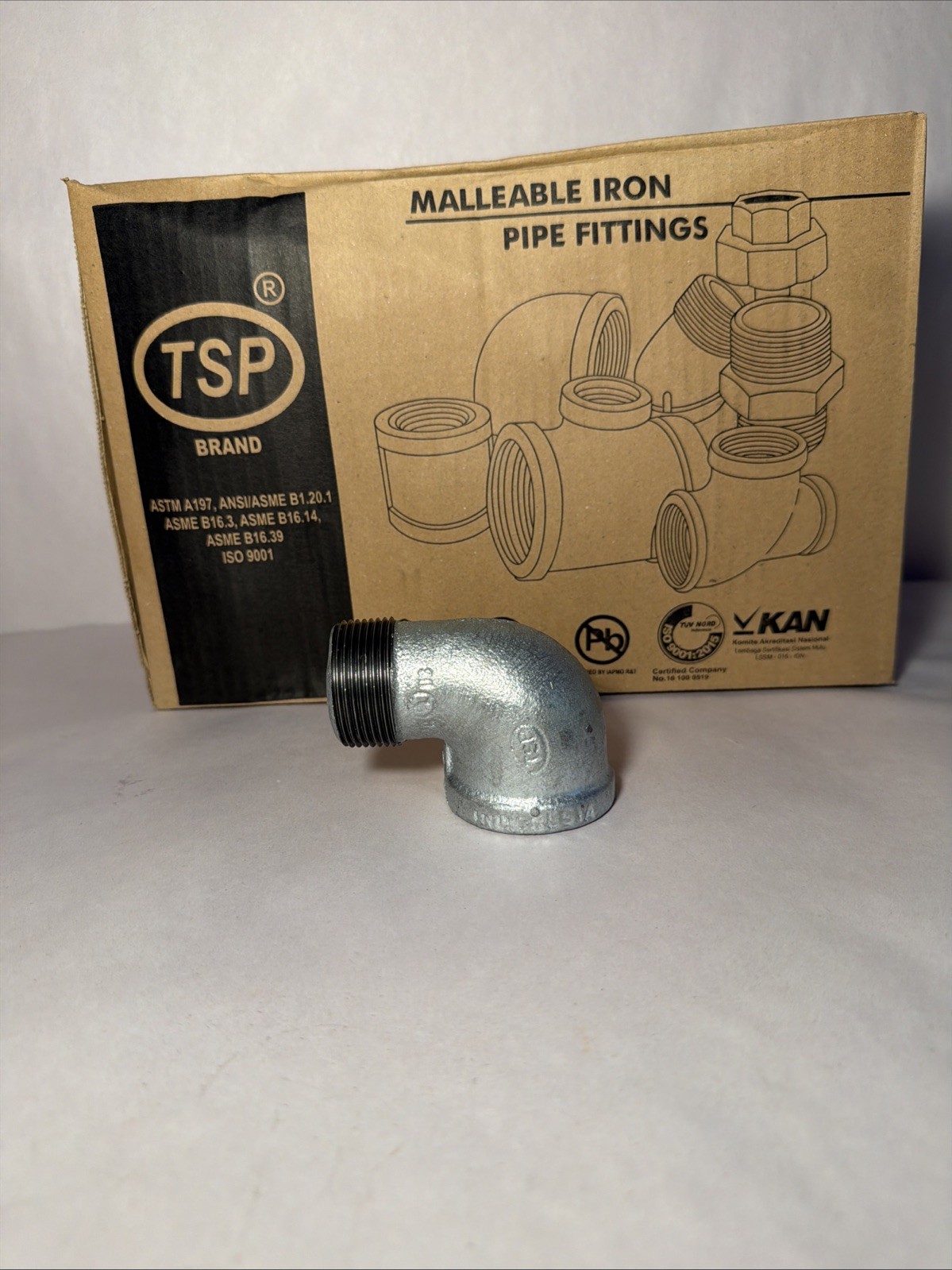 Lot of 20 Ward 1-1/4″ Galvanized Malleable Iron 90 Degree Street Elbow Fitting