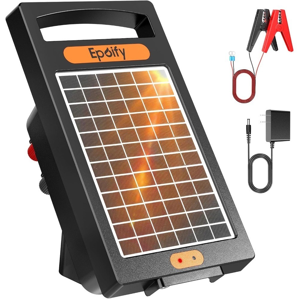 Solar Powered Electric Fence Charger 24 Hour Continuous Operation 10 Mile Range