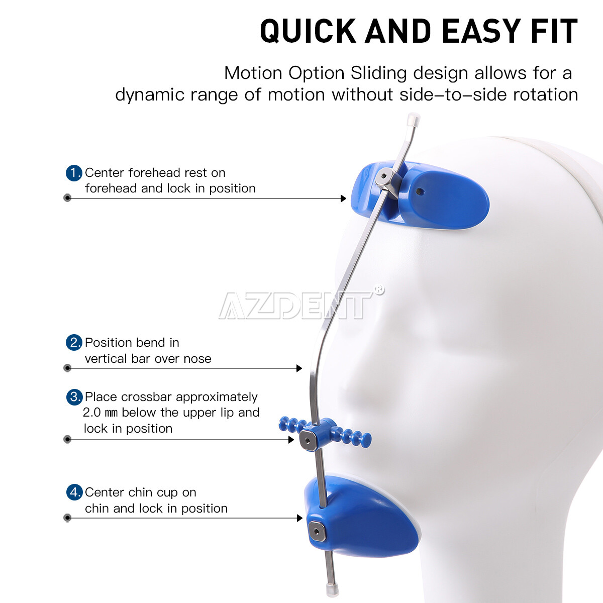 Dental Orthodontic Forward Pull Face Headgear Single Bar Adjustable Blue/Red
