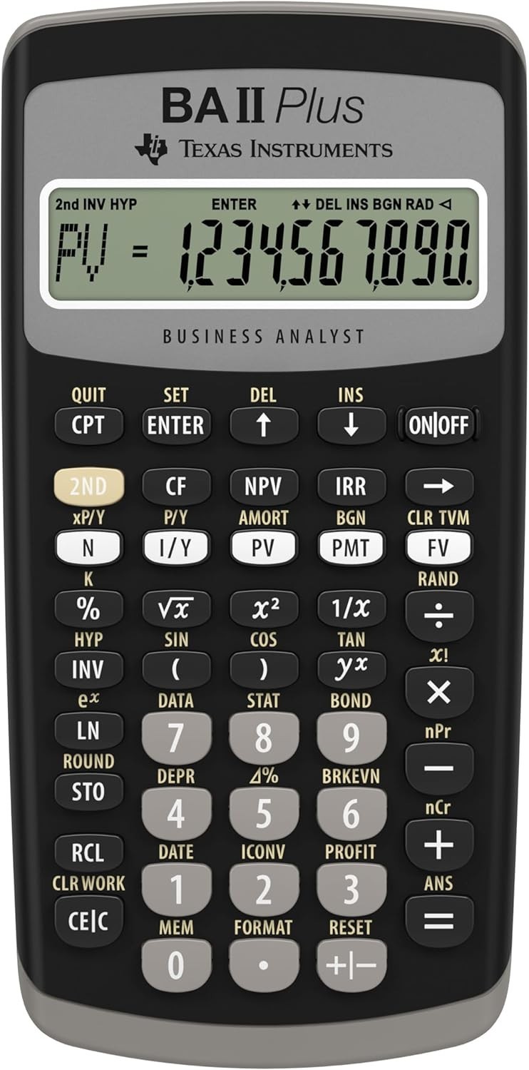 Durable BA II Plus Financial Calculator with Built-in Memory – Black Medium Size