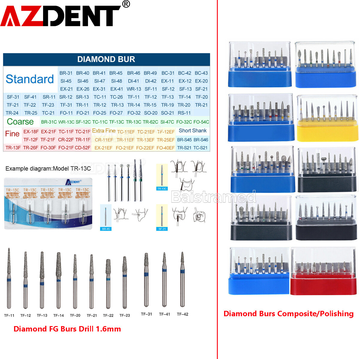 Dental Lab FG Diamond Burs /Composite Polishing Bur For High Speed Handpiece