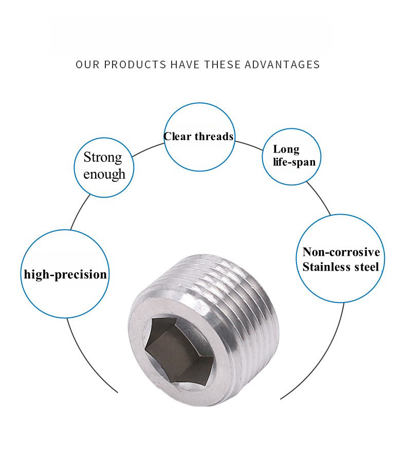 10pcs Thread Socket Pipe Plug STAINLESS STEEL PLUG ALLEN HEAD 1/2″ NPT PIPE