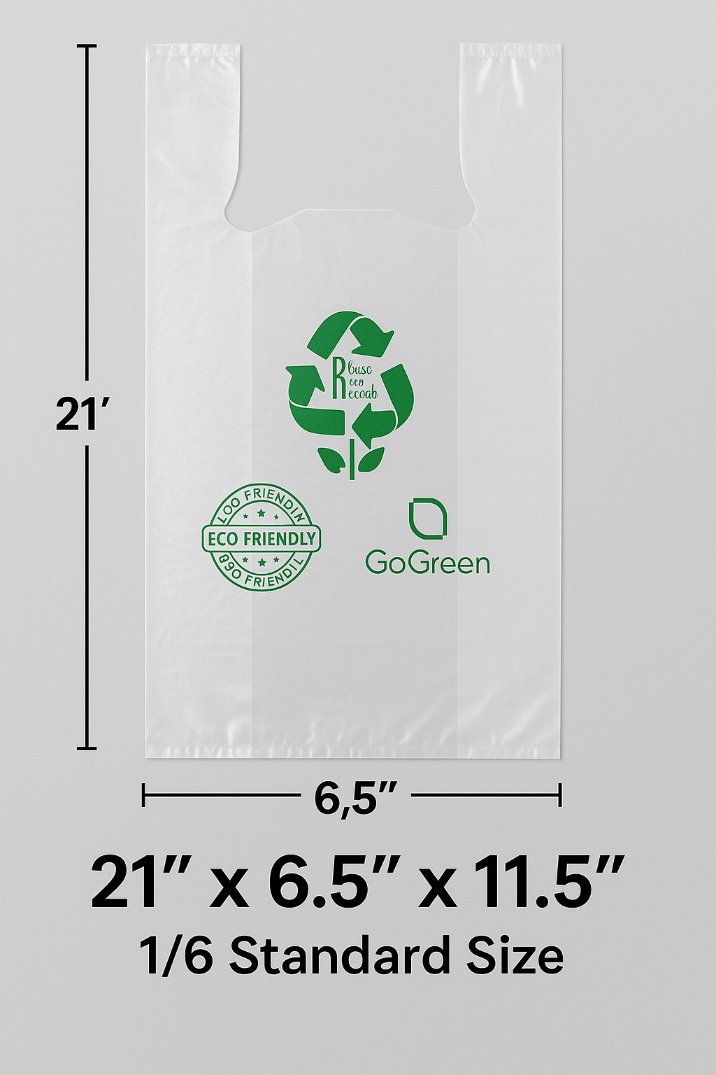 1/6 Clear Heavy-Duty Plastic T-Shirt Bags 4 Mil Reusable Grocery Shopping 21×6.
