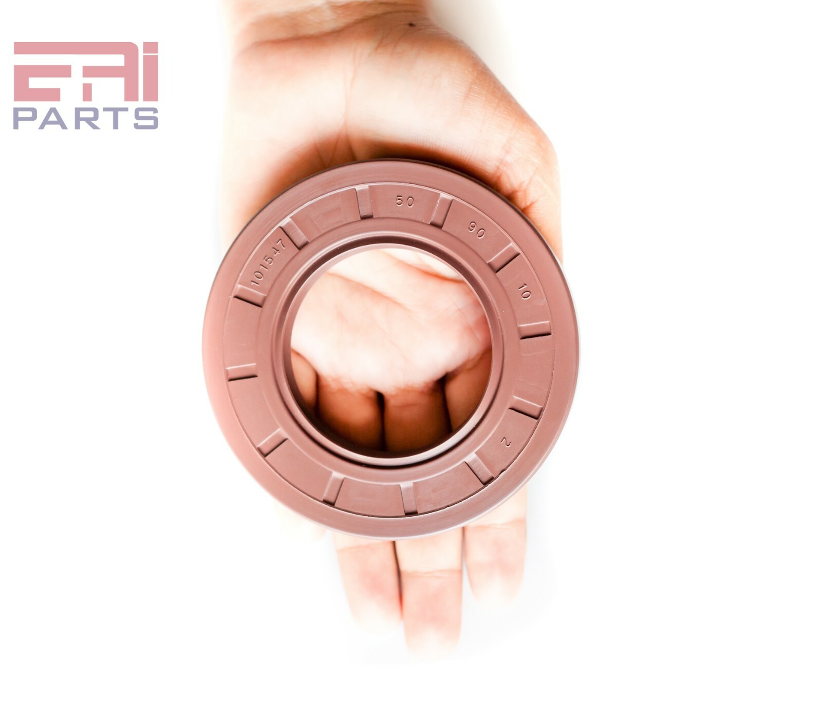 EAI 50x90x10mm FPM/FKM Oil Shaft Rotary Seal w/ Stainless Steel Spring Dbl Lip