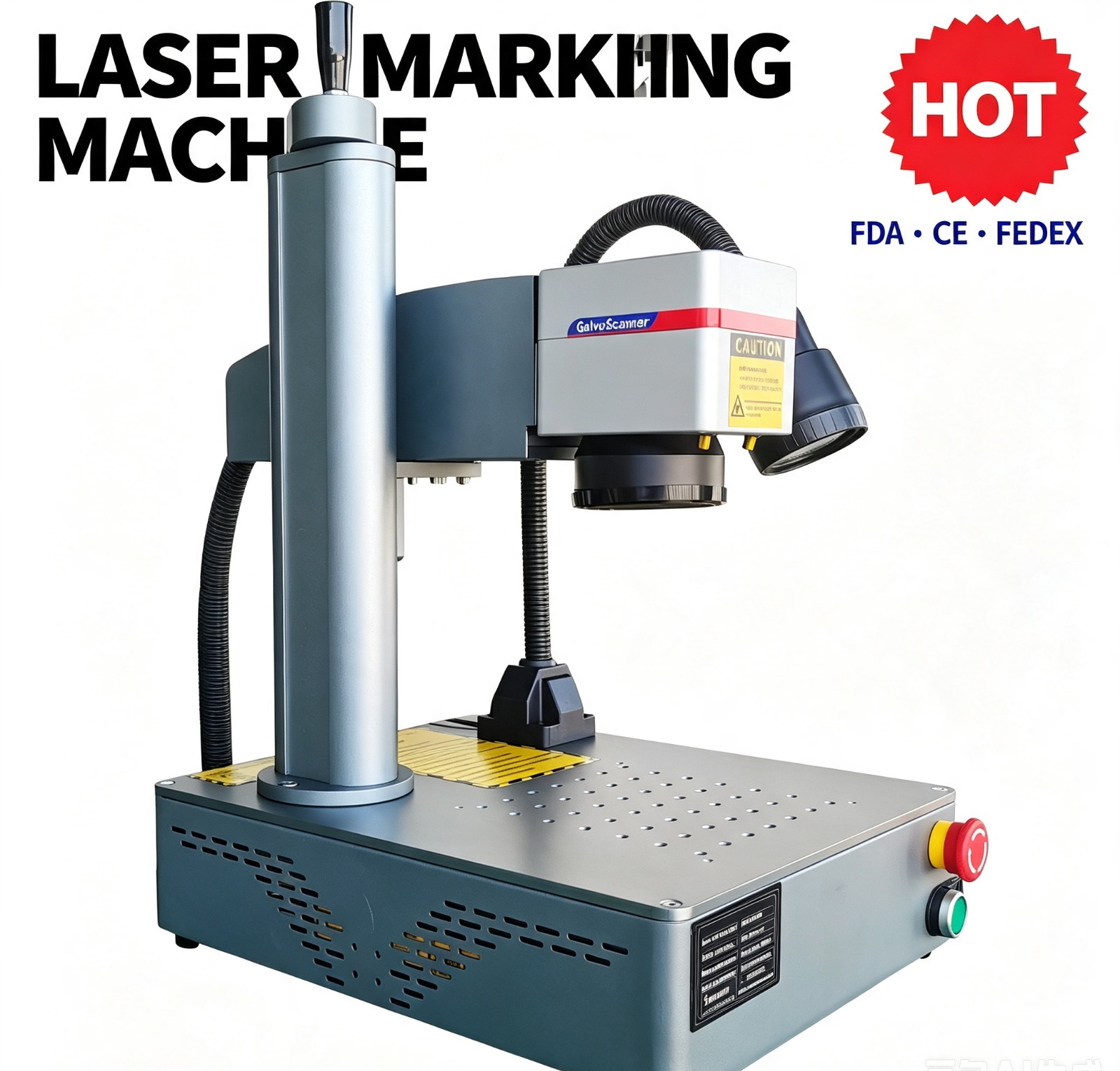 US Stock 50W Fiber Laser Engraver Metal Jewelry Photo Logo Marking Cutter FedEx