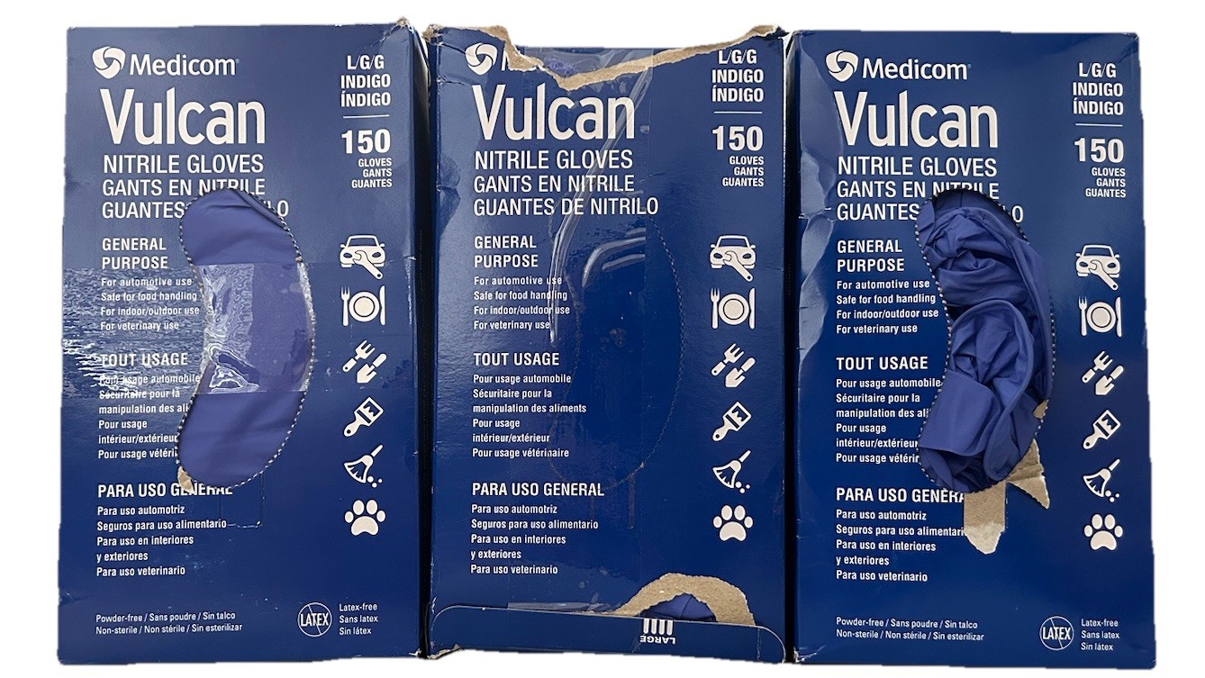 MEDICOM Vulcan Latex-Free Indigo Nitrile Gloves, Size L 400+ Bundle OB
