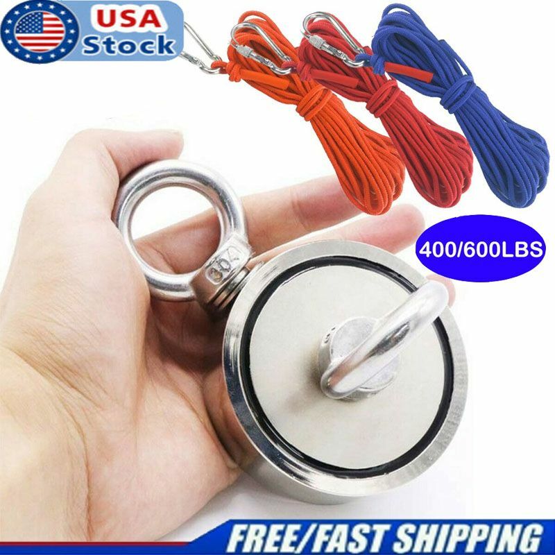 400 LBS 600 LBS Double Side Strong Fishing Magnet Rope Neodymium Treasure Hunt