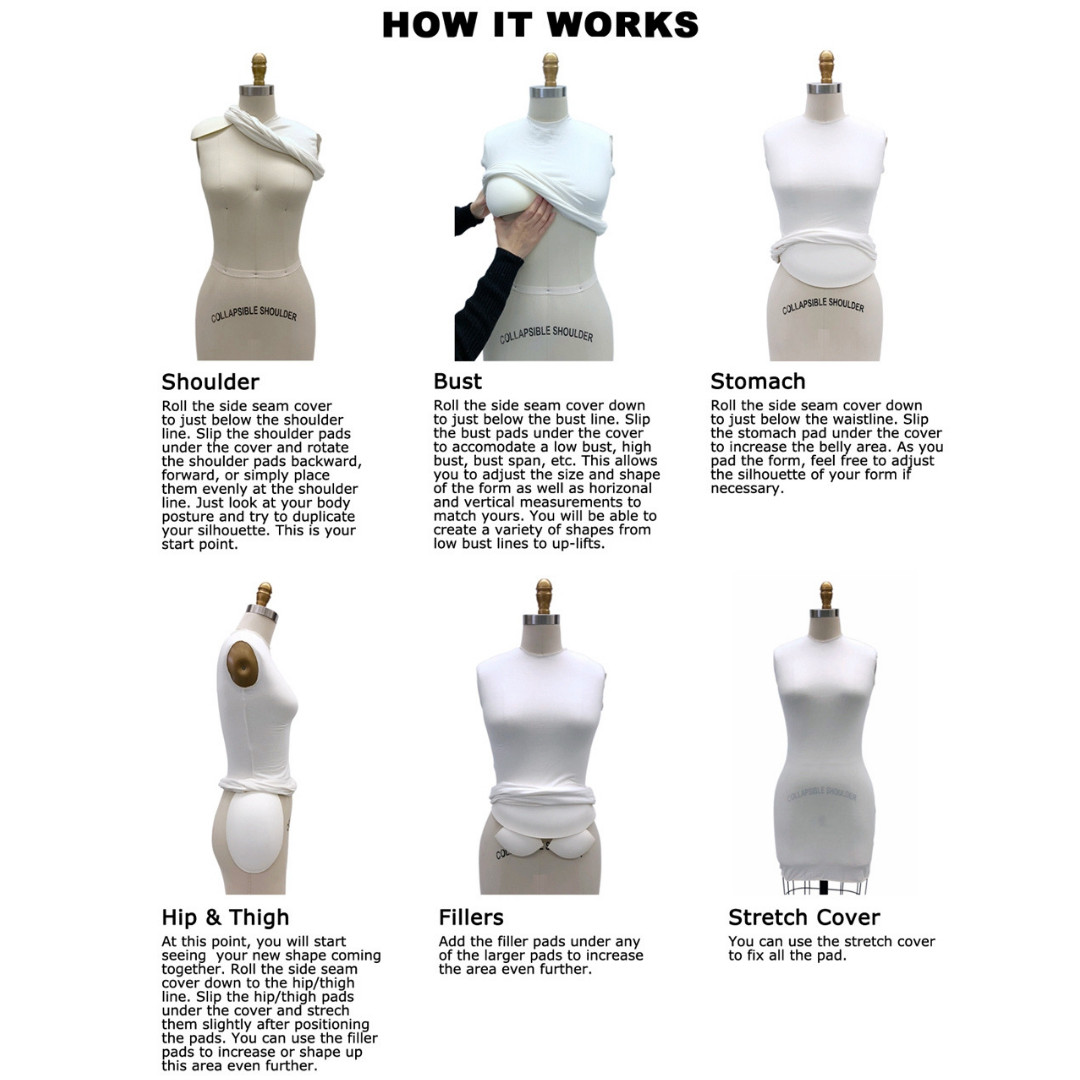 Size 18 Linen Full Body Pro Female Dress Form Mannequin with Arm & Padding Kit