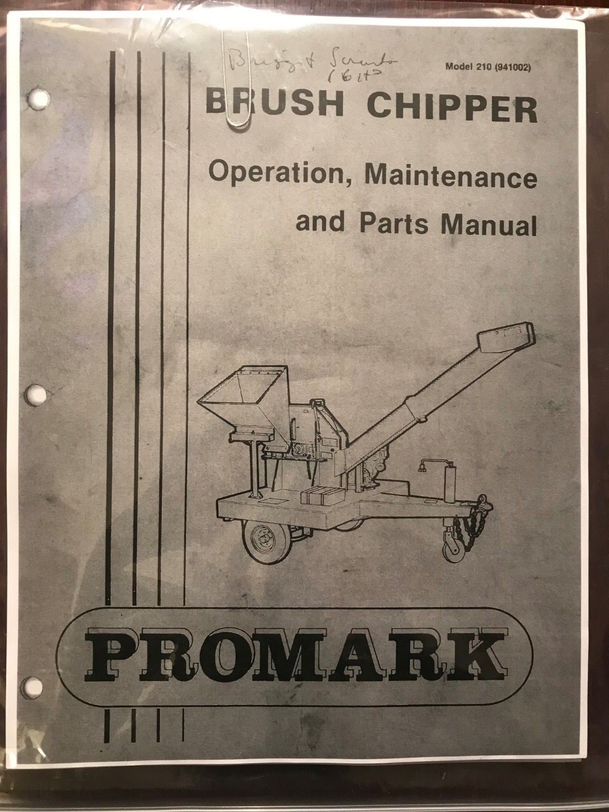 Promark Gravely 210 Brush Chipper Parts, Maintenance and Operators Manual