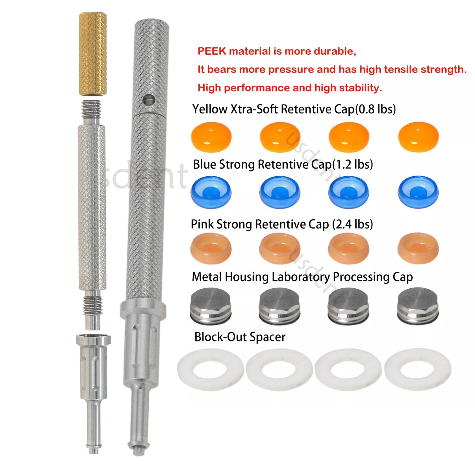 Implant Universal Retention Caps Set Insertion Extraction Tool Remove Core Tool