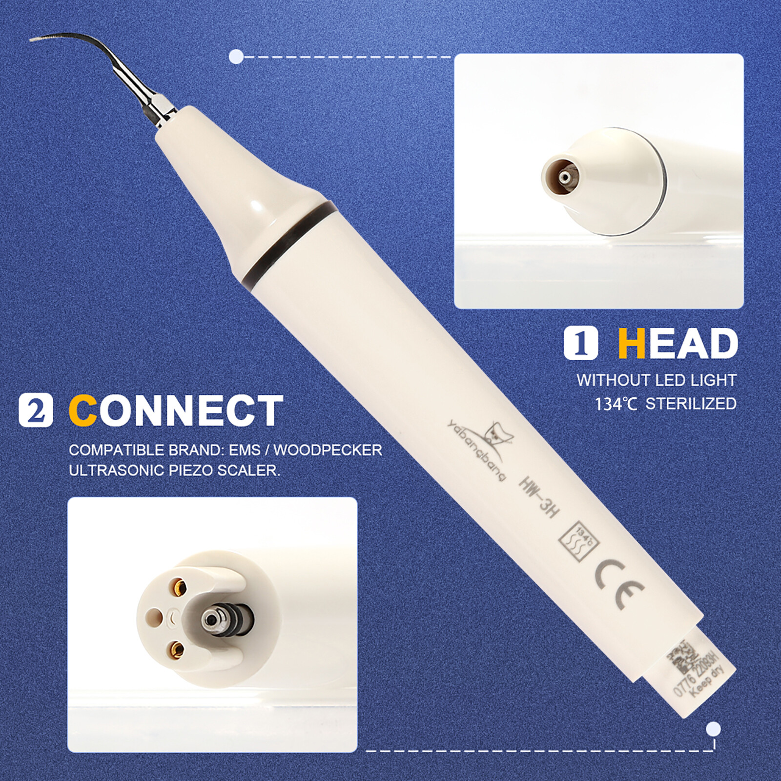 Dental Ultrasonic Piezo Scaler Handpiece /Tips Fit EMS/WOODPECKER/DTE/SATELEC dn