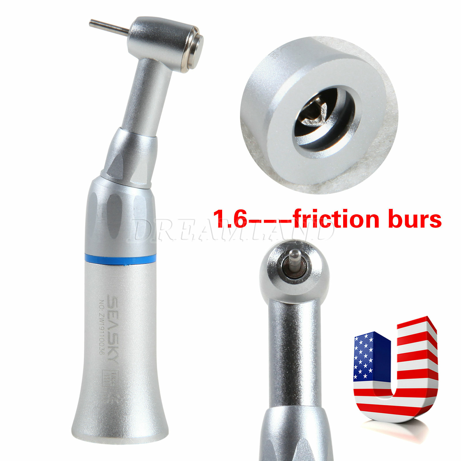 Dental Slow Speed Contra Angle Handpiece Fit FG1.6mm/CA2.35mm 2/4H Air Motor lk