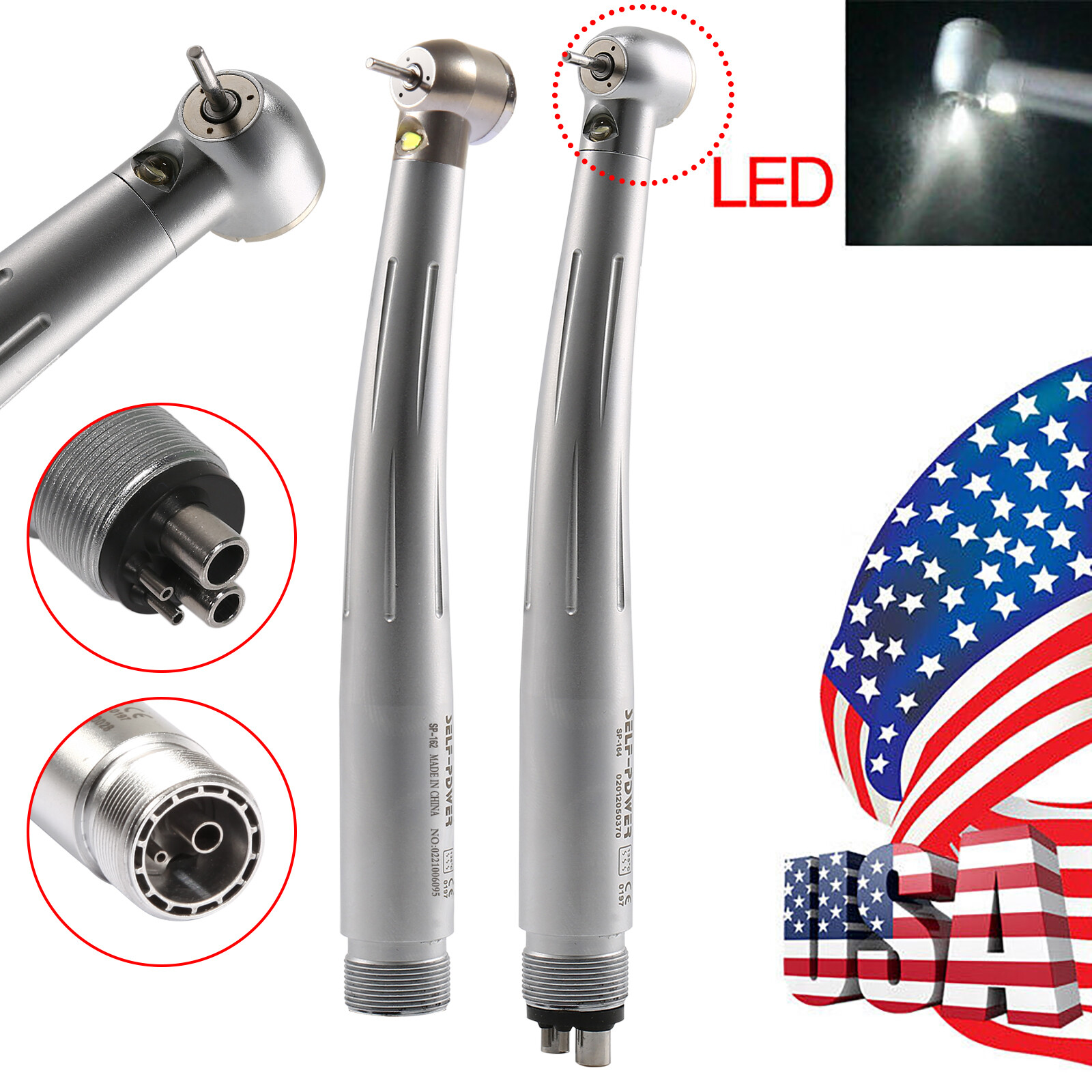 Dental LED E-generator Fiber Optic High Speed Handpiece 2Holes 4Holes PDM PDB