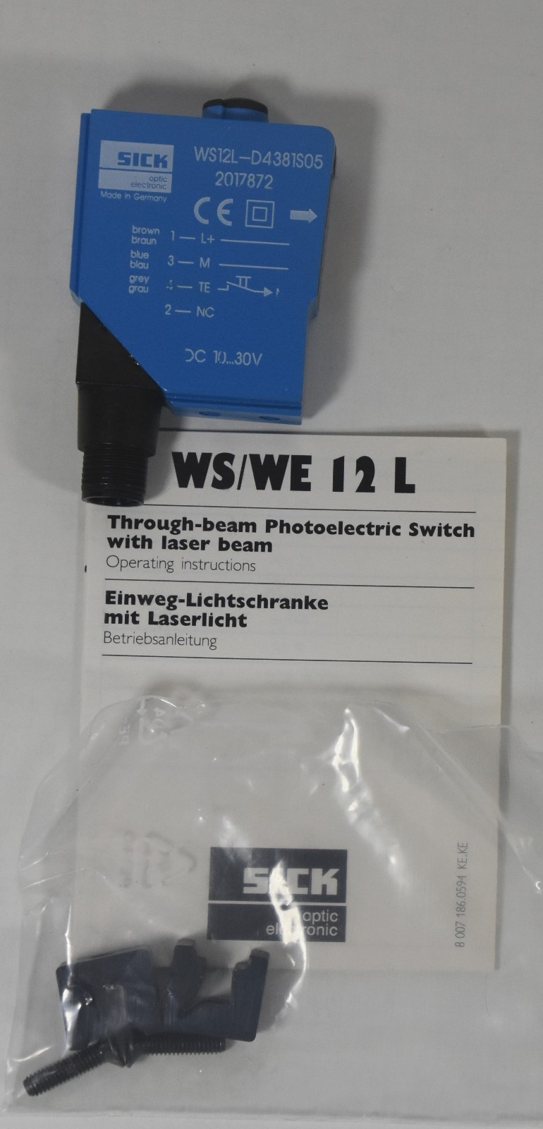 Sick WS12L Laser Photoelectric Set D4381S05 Tx and P4381S05 Rx 10-30VDC NIB